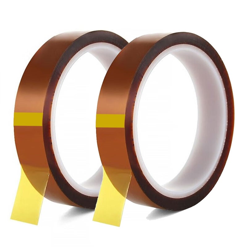 VCHOMY 2Rolls 20mmx33m(108ft) Heat Tape for Sublimation,Heat Press,Heat Transfer Polyimide 500℉ High Temperature Resistant Kapton Thermal Insulation Shield Tape with Silicone Adhesive - Image 1
